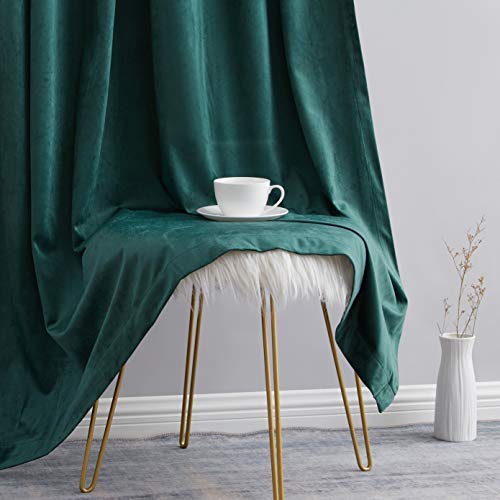 Hlc.me Lopez Velvet Premium Soft Light Filtering Back Tab Rod Pocket Window Treatment Curtain Drapery Panels For Bedroom & Living Room - Set Of 2 Panels (54 X 96 Inches Long, Green) #TOP4