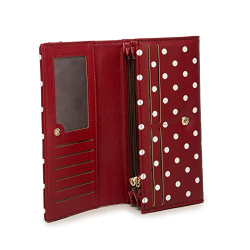Royalfair Polka Dot Wallet For Women, Pu Leather Lady Purse With Cute Bowtie Card Holder Money Manager With Id Window (White Dots In Red) #TOP4