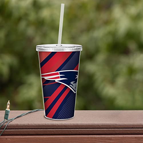 Image of Rico Industries NFL Football 16oz Clear Tumbler W /Straw for NFL Fans