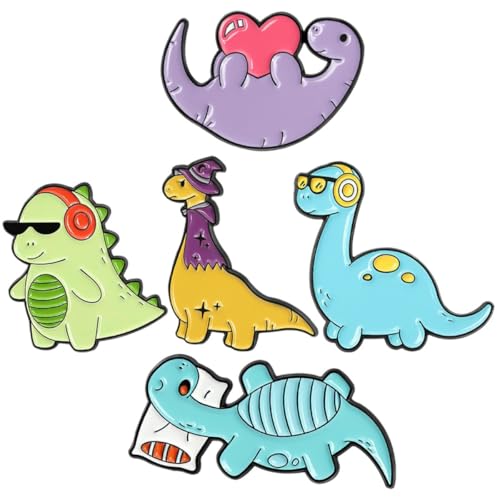 Abaodam 5 piezas Broches de Dinosaurio de Dibujos Animados Broche Delicado de Esmalte Colorido para Ropa y Mochila Accesorio Divertido y Original Regalo Infantil