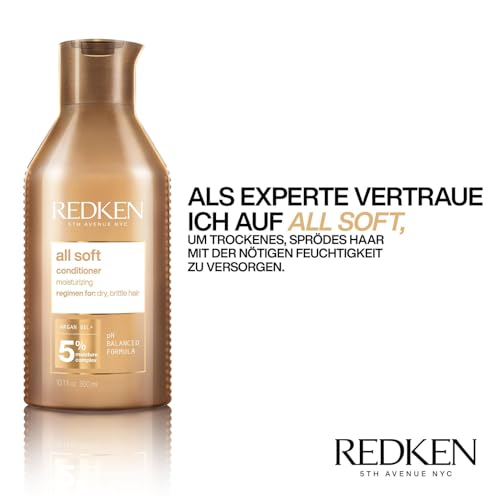 Redken Spülung für trockenes und brüchiges Haar, Belebt und hydratisiert, Mit Fettsäuren, Antioxidantien und Argan-Öl, All Soft Conditioner, 500 ml