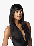 Sensationnel 100% Human Hair Empire Clip In Bangs - SIDE SWEPT BANG (Color:1 Jet Black)