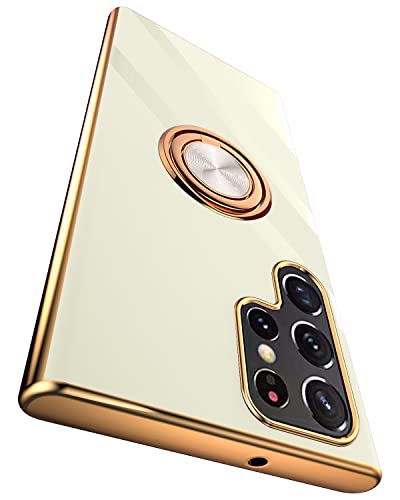 Funda Samsung S22 Ultra con anillo magnético blanco y protección antichoque
