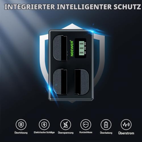 NEEWER Ersatzakku und Ladegerät Set für LP-E6P/LP-E6NH/LP-E6N, 3er Pack 2200mAh Akkus und USB Dreifachladegerät… – Ansicht 3