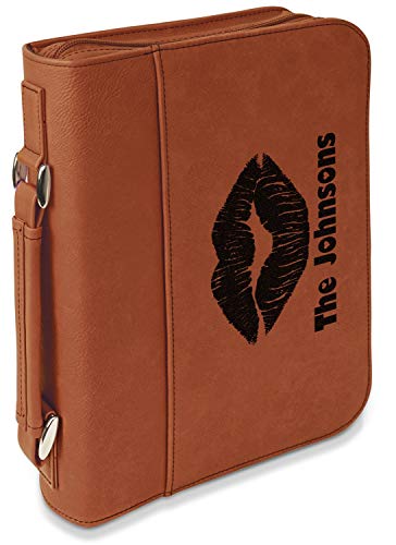Personalized Lips n Hearts Leatherette Bible Cover with Handle & Zipper - Small - Single Sided