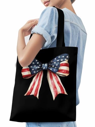 Canvas Tote Bag, Vintage American Flag Aesthetic Canvas Tote Handbags for Women Shoulder Bag3