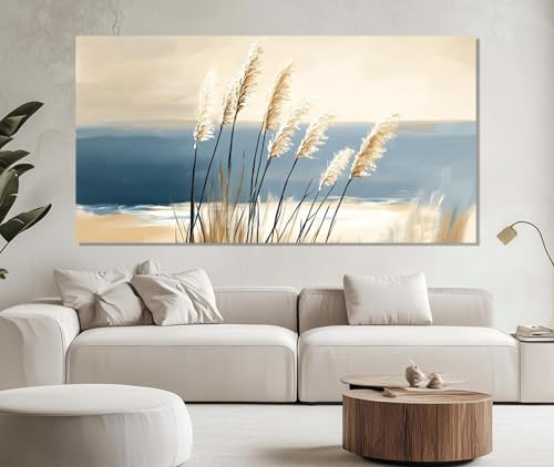 Tableau bord de mer abstrait affiche nature zen pour décoration salon contemporain