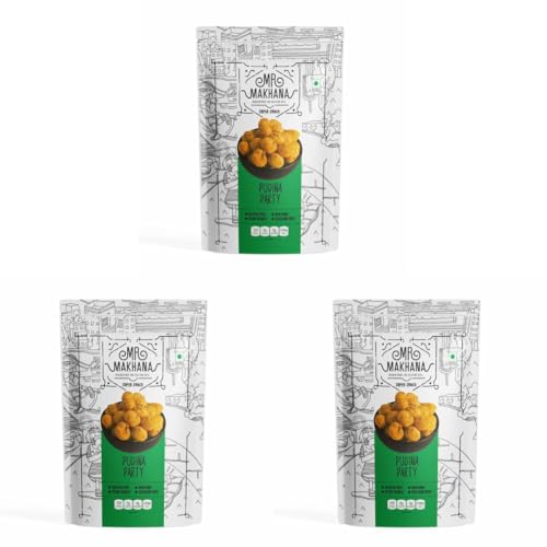 Image of Mr. Makhana Roasted Makhana and Foxnuts | Healthy Snacks | Gluten Free | MSG Free | Antioxidant | Rich Calcium | Zero Trans Fat | Zero cholesterol (Pudina Party) (Pack of 3)