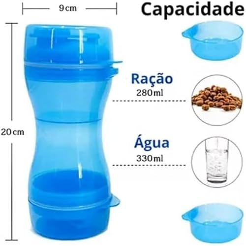 Genérico Garrafa de Água Para Pet Bebedouro e Ração Portátil 2 em 1 Verde 6.1E+2 ml/min Cachorro e G
