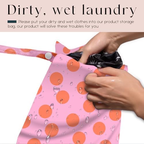 zcyxuuw Wet Bag, Wet Dry Bag, Waterproof Swim Bags, Machine Washable Reusable Bags for Beach, Pool, Diapers, and Dirty Yoga Gym Clothes(Coral Pink Polka Dot Pattern — view 2