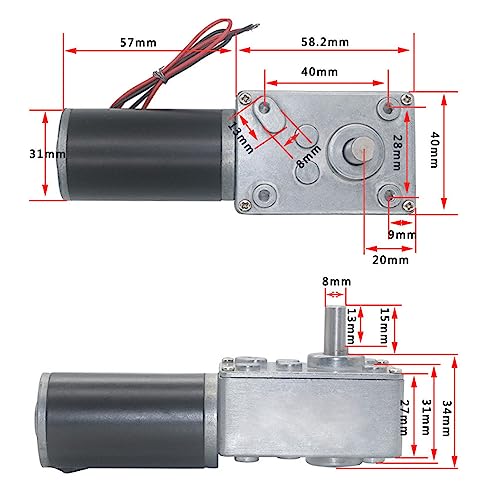 12V 130RPM DC Schneckengetriebemotor mit Gouverneur 22kg.cm 31mm Hohe Torsion Selbsthemmende Motor Reversed Mini Turbine Getriebemotor für DIY Roboter Drehtisch Türschloss Vorhang Maschine