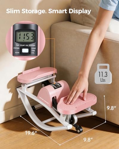 Rocking Stepper Side to Side, Low-Impact Lateral Stepper with Resistance Bands for Full Body Toning, Ultra-Quiet No Assembly for Apartment Home Office, Ideal for Beginner Women Men Seniors — view 5