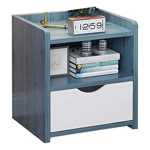JXRYFMCY Nachttische Beistellschränke Einfache Nachttisch Einfaches Modernes Modernes Schlafzimmer Nachttischkabinett für Schlafzimmer Schrank Nachttisch (Color : Blue+White, Größe : One Size) Cover