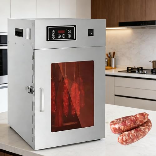 levigationlu Home Meat Dryer, Stainless Steel Food Dehydrator & Drying Cabinet, 800w Meat Curing Chamber with Temperature Control 30-90℃, 14 Hooks for Meat, Vegetables