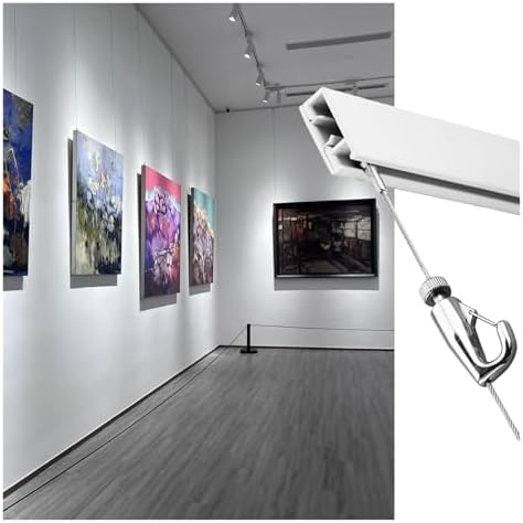 Adjustable 1.5m Aluminum Picture Hanging System - Easy Wall Mount Track with Cuttable Design, 2 Heavy-Duty Hooks & 79" Cords for Gallery Artwork Display & Home Decor Solution