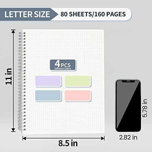Sunee Graph Paper Notebook - 4 Pack Large Graphing Notebook 8.5 X 11 Inches 5 X 5Mm Grid Paper 80 Sheets/160 Pages - Journals For Study And Notes (Pink, Blue, Green, Purple) #TOP1