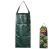 AEKZOX 1er Pack Pflanzsack, Dauerhaft Atmungsaktiv Beutel, Erdbeere Pflanzsack mit 8 Löchern, Hängend Pflanztaschen mit Griffe für Pflanzen/Kräuter/Blumen