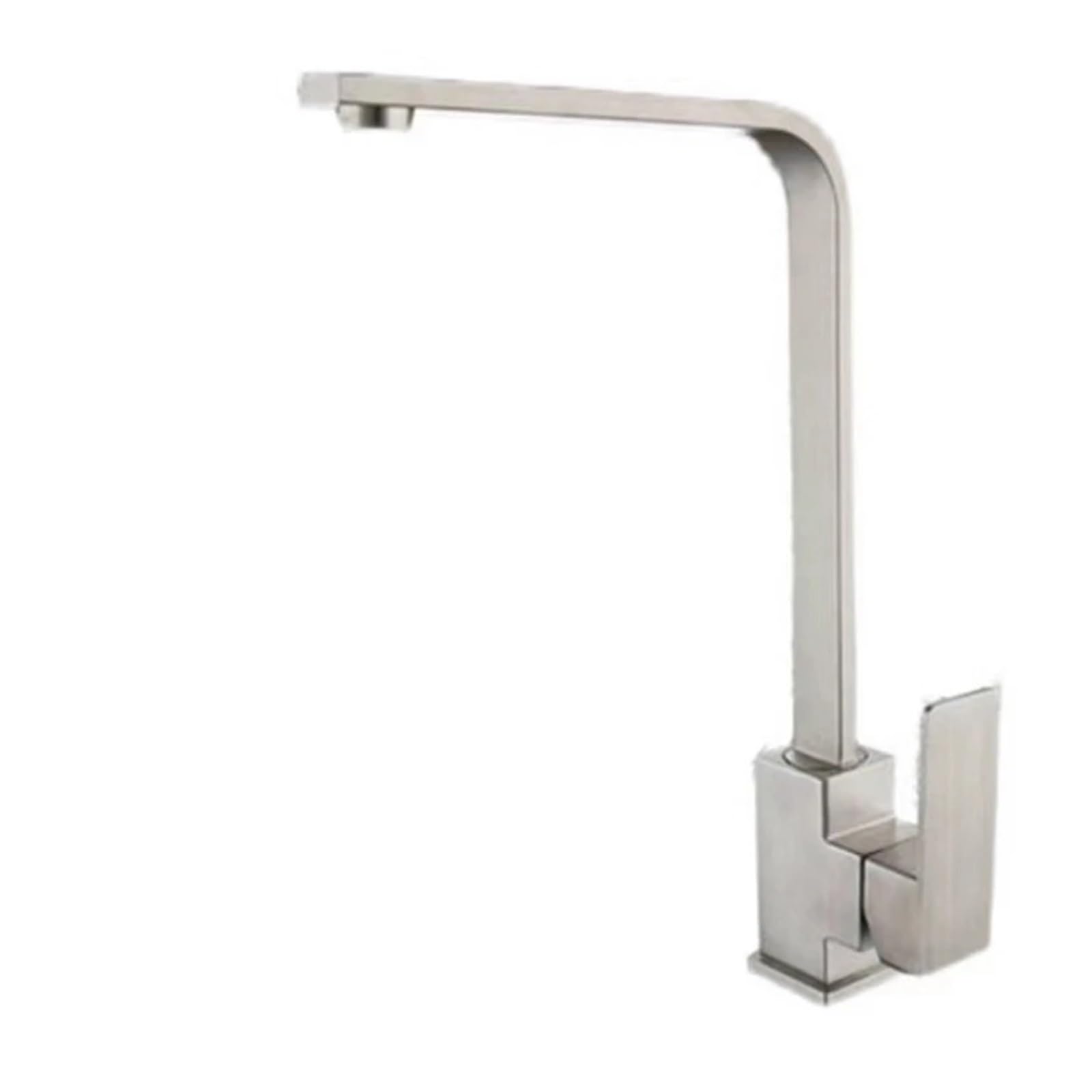 Robinet de cuisine carré durable en acier inoxydable brossé avec mécanisme de rotation robuste