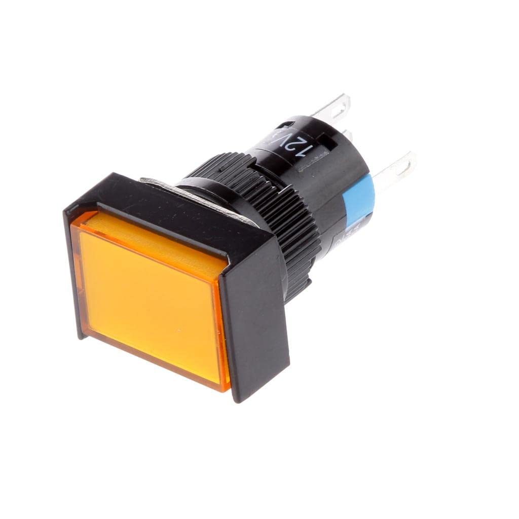 CLUB BOLLYWOOD DC 12V Push Button Momentary Self Reset Square Switch with LED Light Yellow | Pushbutton Switches | Switches | Electrical & Test Equipment | Connectors, Switches & Wire-image-31