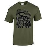 Men’s Because The World Isn't Flat 4X4 Off-Road Racing CCV RTV Graphic Tee Military XL Green