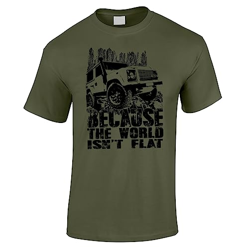 Men’s Because The World Isn't Flat 4X4 Off-Road Racing CCV RTV Graphic Tee Military XL