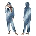 Yuiboo Blue White Tie DyeAdults One Piecing Pajamas for Man Women Funny Hooded Costume