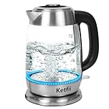 Electric Glass Kettle 1.8L, 1200W Fast Boil for Tea & Coffee...