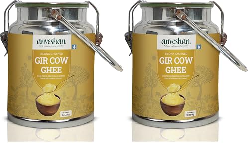 Image of Anveshan A2 Gir Cow Ghee - 5L Dolchi | Traditional Bilona Method | Curd- Churned | Cultured | Pure and Nutural | Lactose and Gluten Free | Lab Tested (Pack of 2)