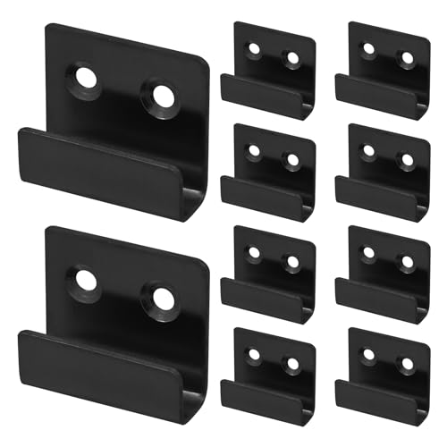 Image of 10 Pcs Wall Hanger, Stainless Steel Wall Mount Brackets Hook Wall Tile Bracket , Heavy Duty Wall Hanger Brackets Wall Tile Hanger for Picture Frame, Mirrors, Tile Display (Black, Medium)