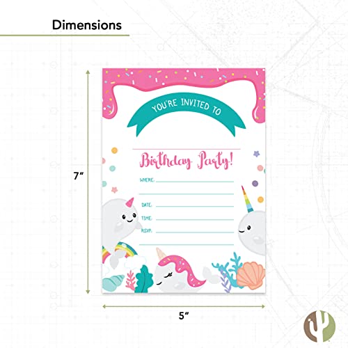 Tarjetas de invitación de narvales infantiles Desert Cactus con sobres 3