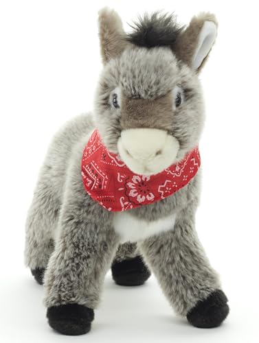 Burro de peluche de pie Uni-Toys con bufanda de 30 cm 3