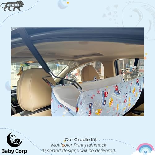 Image of Car Cradle Hammock for 0 to 3 Year Baby | Cotton Jhula with Adjustable Belt & Hanger | Portable Nap Kit Setup in Seconds