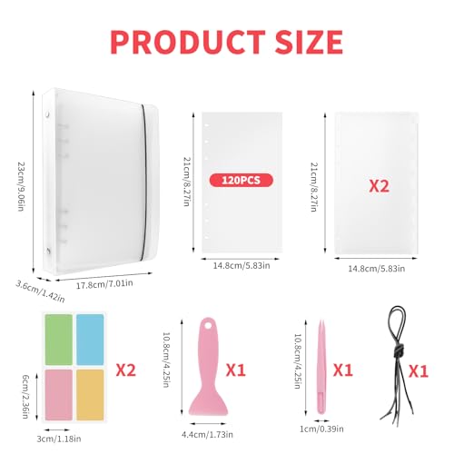 Livro de adesivos reutilizáveis, 120 folhas, álbum de colecionador de adesivos pretos 18 x 23 x 3,5