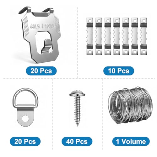 Image of 91Pcs 40LB Drywall Picture Hanging Hooks Heavy Duty No Damage | Picture Hangers Claw Hardware Kit Tool Nail Free Wall Hanger Hooks for Room Office Mirror Photo Poster Frame Decor