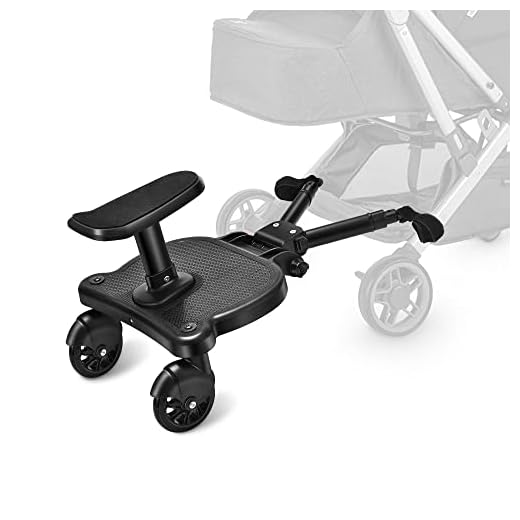 Planche de Poussette, Vogvigo Buggy board avec Siège, Skate Poussette Universel, Planches à roulettes, pour Enfants de 2 à 6 ans (25 kg), Compatible avec Toutes Les Poussettes