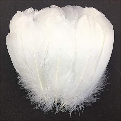 TXSD Plume pour l'artisanat, 100 pièces Plumes Blanches Plumes d'oie Naturelles pour Bricolage capteur de rêves/Boucles d'oreilles/décorations de fête de Mariage Cover