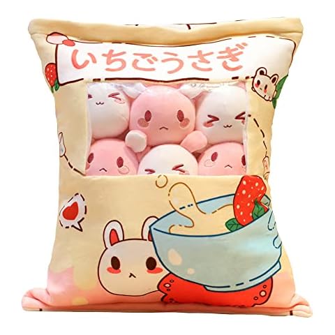 Almohada de peluche Zhongkaihua con bolsa de aperitivos Kawaii Bear Cover