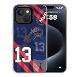 PASLSZOA Football Phone Case Compatible with iPhone 13/iPhone 14, with Player Signature Aesthetic Football Fantasy MVP No.13 Design Shockproof Non-Drop Protective Anti-Scratch Case Cover