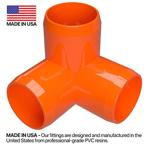 Formufit 1/2 Inch 3-Way Pvc Fittings, Elbow Corner, Furniture Grade, 1/2” Size Fitting, Orange, Schedule 40 Pvc Pipe Connector, Made In Usa (Pack Of 10) #TOP6