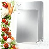 2 tablas de corte de titanio, tabla de corte de acero inoxidable alimentario, doble cara, antibacteriano y resistente, tablas de cortar, ideal para carne, pan, verduras y frutas