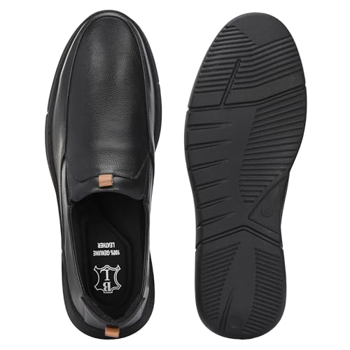 Image of Blue Leather By Centrino Genuine Leather Men's Formal Slip on Loafers |Comfort Trendy Non Lace-Up Design |Flexible Mocassins |Leather with Anti-Skid Sole |Perfect for Office Wear & Formal Dress (3997)