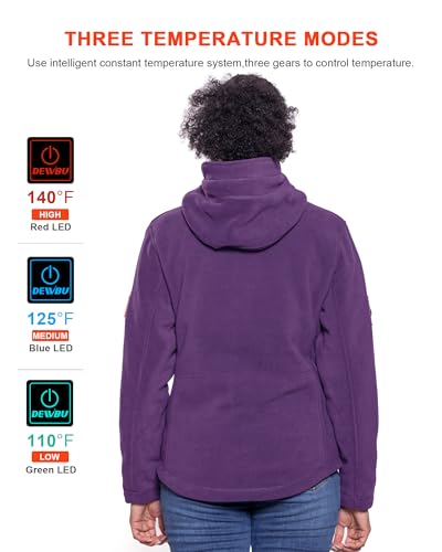 DEWBU Heated Jacket Polar Fleece with 12V Battery Pack Soft Fleece Electric Heating Hoodie for Women4