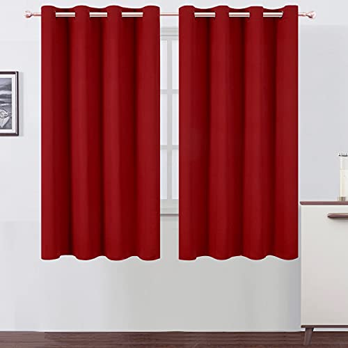 Image of LEMOMO Red Blackout Curtains /52 x 63 Inch /Set of 2 Panels Room Darkening Curtains Thermal Insulated Living Room Curtains