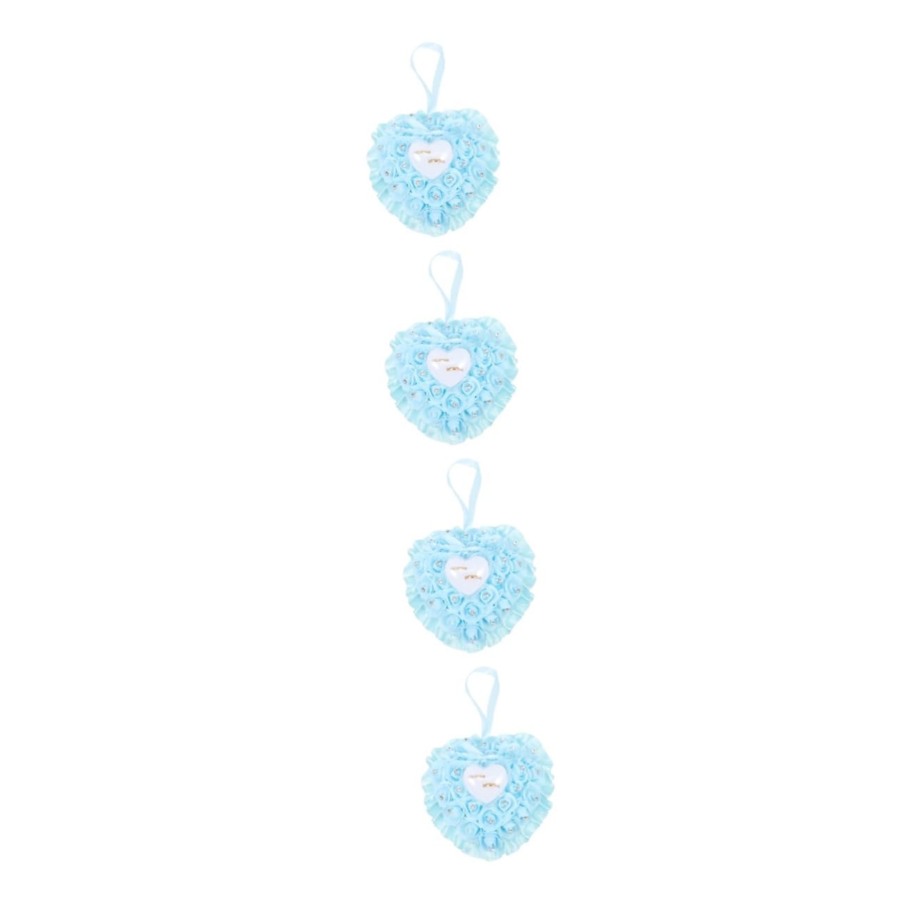 VOSAREA 4pezzi Scatola Per Anelli Con Cuscino Rosa Per Matrimonio Design Elegante e Romantico Accessorio Decorativo Per Cerimonie Nuziali e Decorazioni Di Casa Leggera e Portatile Protegge