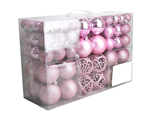 Geschenkestadl 1725S 100 Weihnachtskugeln und Baumspitze Stern (Rosa) – Ansicht 2