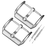M METERXITY 2-Pack Watch Straps Bands Buckle, 0.71 Inch / 18 mm Stainless Steel Watch Band Clasp W Pin for Smartwatch Straps/Plastic Buckle/Silicone Loops [Silver]
