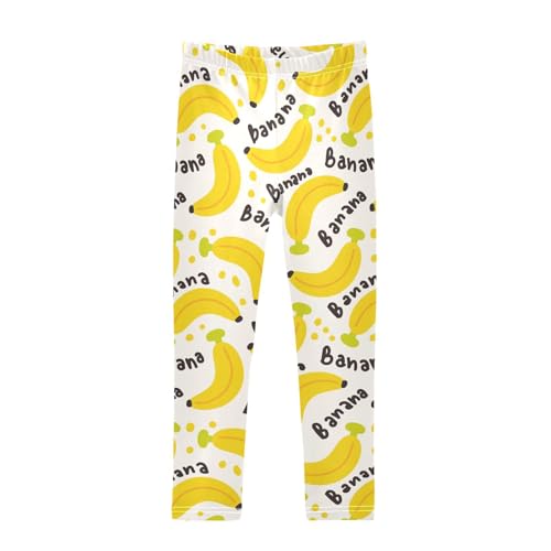 Cute Big Banana Fruit Girls Leggings,Workout Leggings for Girls Toddler Athletic Leggings Size for 3-10T