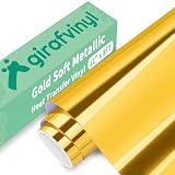GIRAFVINYL Metallic Gold HTV Heat Transfer Vinyl 12' x8ft - Easy to Weed Gold Soft Foil Iron on Vinyl for T - Shirt & Garment Decor