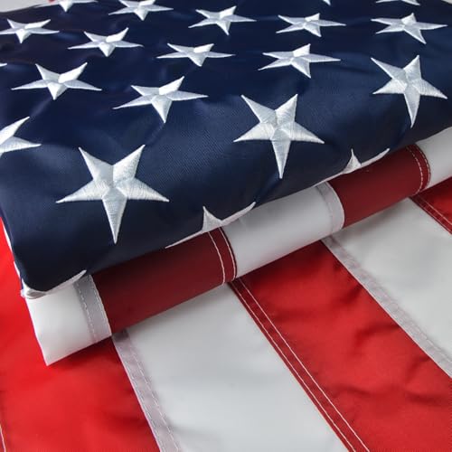 American Flag 2x3 Ft US Flag/USA Flag with Oxford Polyester Material Vivid Color Sewn Stripes Brass Grommets Embroidered Stars Perfect for Indoor/Outdoor Use