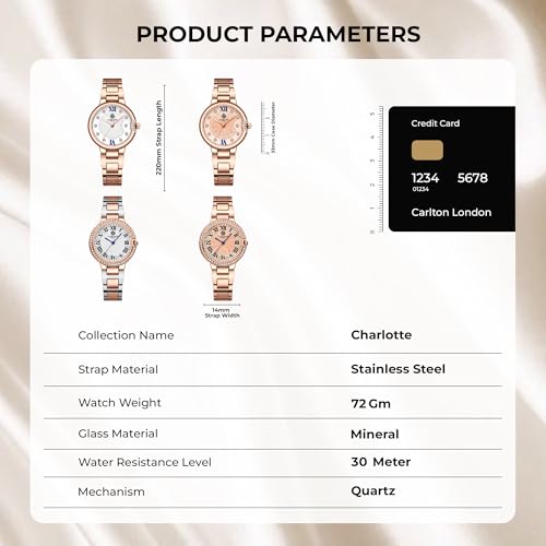 Image of Carlton London Women Stainless Steel Analog Watch | Gold Waterproof Watches for Women Girls Ladies | Fashionable Trendy Quartz Movement Wrist Watch - CLDRGS-001